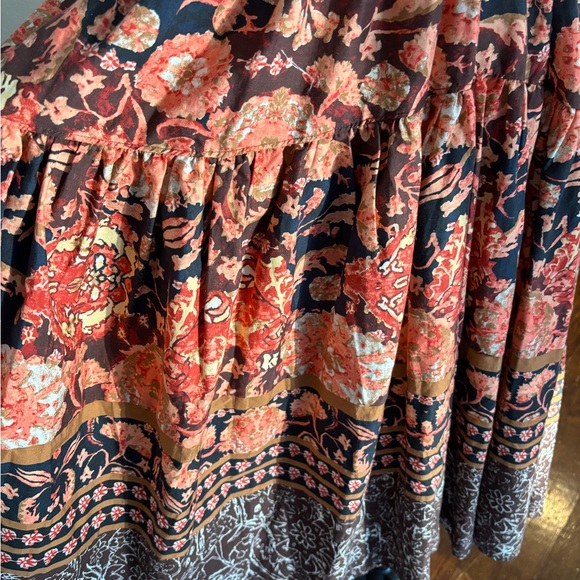 Anthropologie Floral Boho Midi Dress Size 10 NWT Brown Red‎ Tier Msrp 170 - Picture 6 of 11